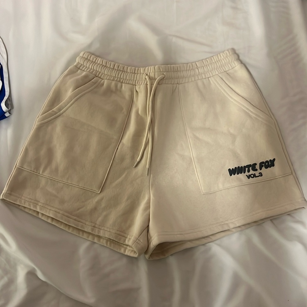 white fox sweat shorts